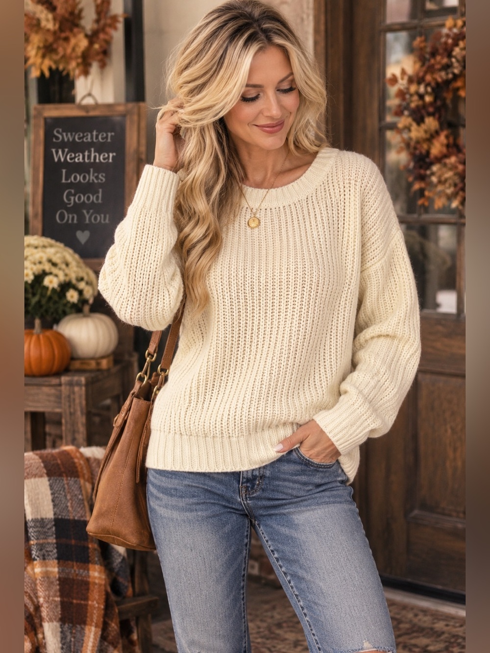 Midnight Velvet Size M
Cream Chunky Knit Sweater Wool Blend Fishermancore